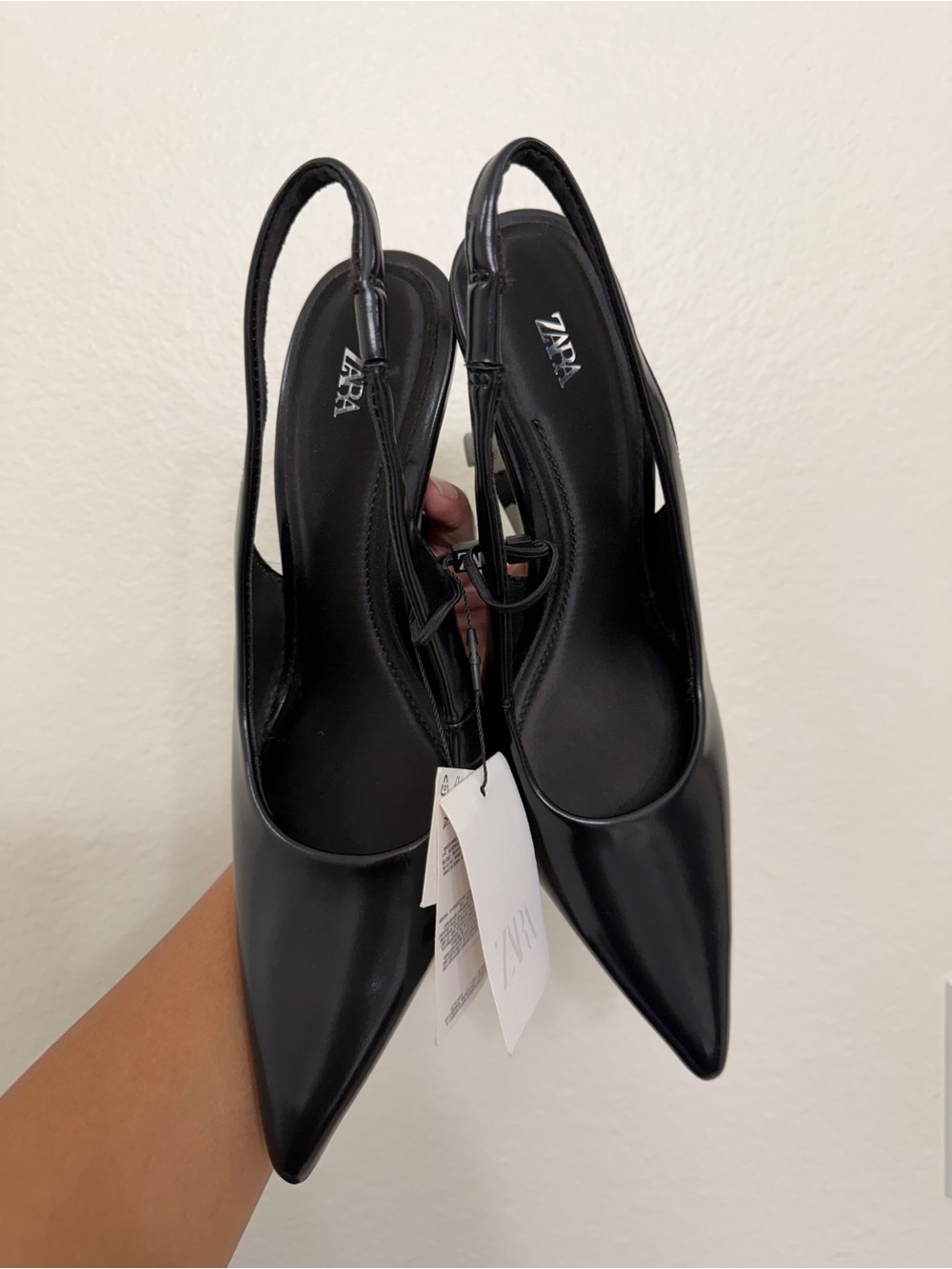 ZARA Black Pointed Slingback Pumps